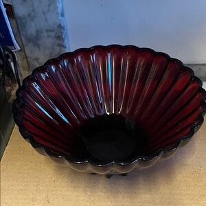 Elegant Red Ruby Glass Bowl 11 inch